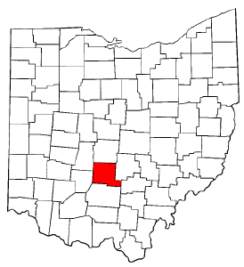 Ohio Map showing Pickaway County