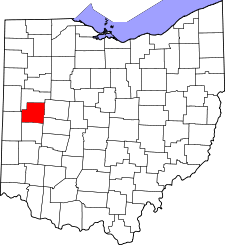 Ohio Map showing Shelby County