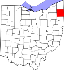 Ohio Map showing Trumbull County