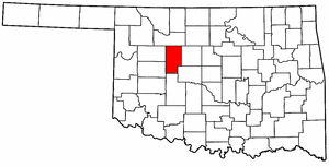 OKLAHOMA Map showing Blaine County