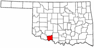OKLAHOMA Map showing Cotton County