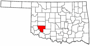 OKLAHOMA Map showing Kiowa County