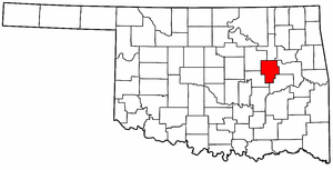 OKLAHOMA Map showing Okmulgee County