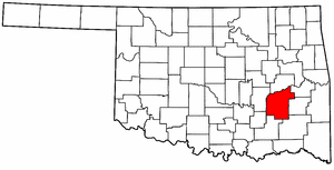 OKLAHOMA Map showing Pittsburg County