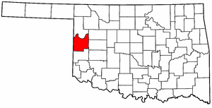 OKLAHOMA Map showing Roger Mills County