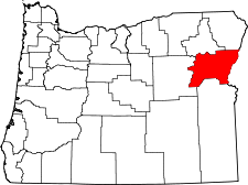 Oregon Map showing Baker County
