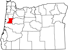 Oregon Map showing Benton County