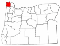 Oregon Map showing Clatsop County