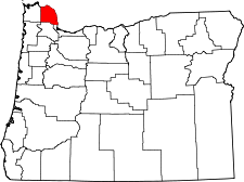 Oregon Map showing Columbia County