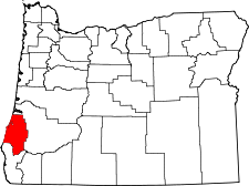 Oregon Map showing Coos County