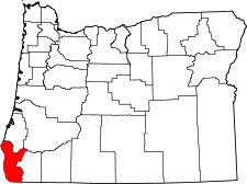 Oregon Map showing Curry County