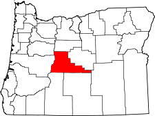 Oregon Map showing Deschutes County