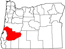 Oregon Map showing Douglas County