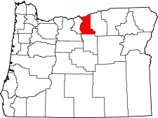 Oregon Map showing Gilliam County