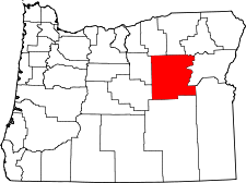 Oregon Map showing Grant County