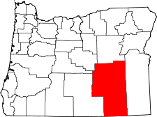 Oregon Map showing Harney County