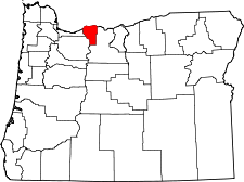 Oregon Map showing Hood River County