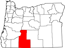 Oregon Map showing Klamath County