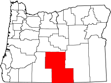 Oregon Map showing Lake County