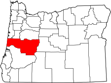 Oregon Map showing Lane County