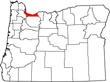 Oregon Map showing Multnomah County