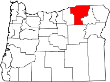 Oregon Map showing Umatilla County