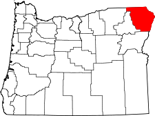 Oregon Map showing Wallowa County