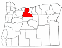 Oregon Map showing Wasco County