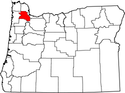 Oregon Map showing Washington County
