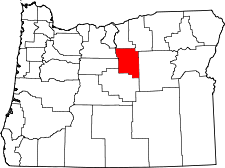 Oregon Map showing Wheeler County