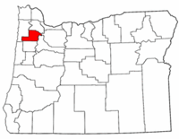 Oregon Map showing Yamhill County