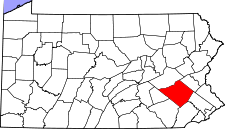 Pennsylvania Map showing Berks County