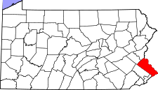 Pennsylvania Map showing Bucks County