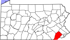 Pennsylvania Map showing Chester County