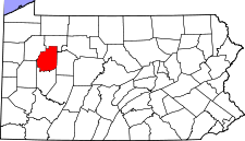 Pennsylvania Map showing Clarion County