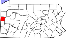 Pennsylvania Map showing Lawrence County