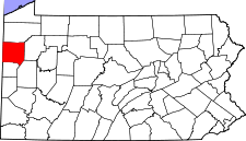 Pennsylvania Map showing Mercer County