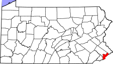 Pennsylvania Map showing Philadelphia County