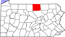 Pennsylvania Map showing Tioga County