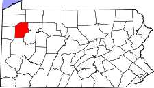Pennsylvania Map showing Venango County
