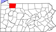 Pennsylvania Map showing Warren County