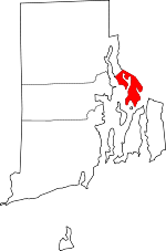 Rhode Island Map showing Bristol County