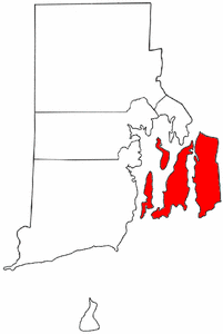Rhode Island Map showing Newport County