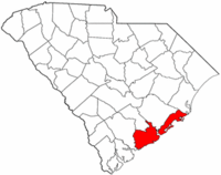 South Carolina Map showing Charleston County