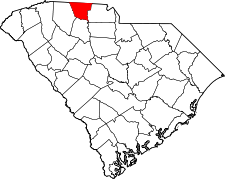 South Carolina Map showing Cherokee County