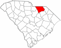 South Carolina Map showing Chesterfield County