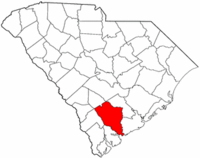 South Carolina Map showing Colleton County