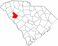 South Carolina Map showing Greenwood County