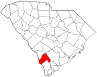 South Carolina Map showing Hampton County