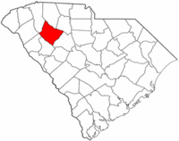 South Carolina Map showing Laurens County